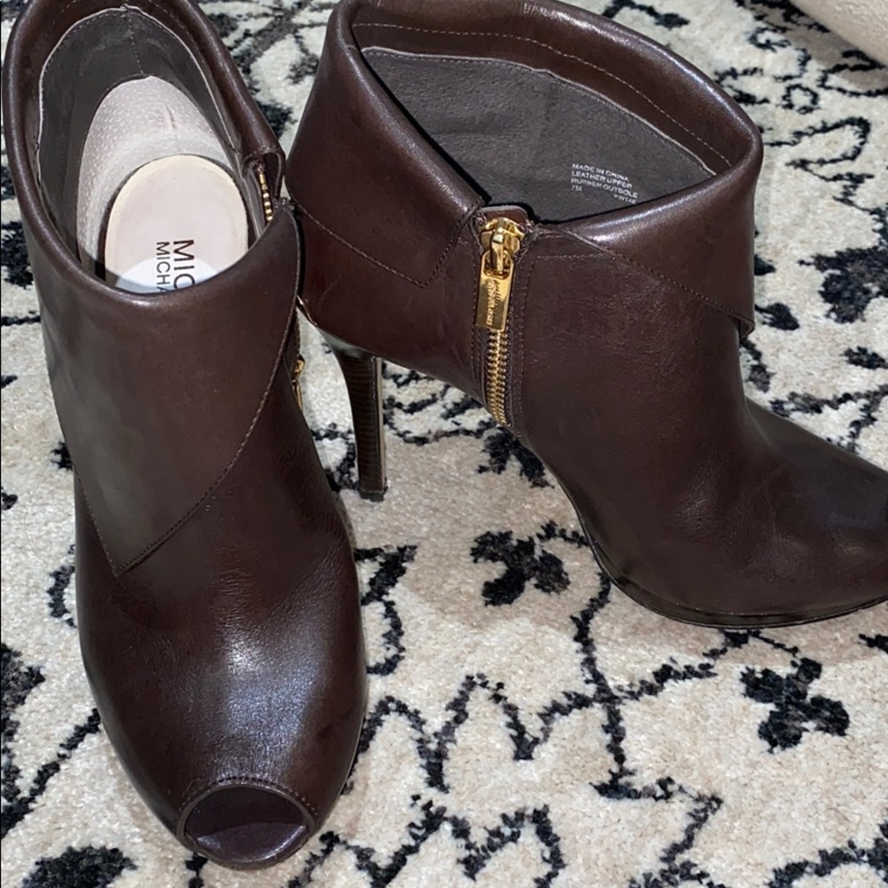 Michael Kors brown leather ankle boots